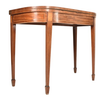 Lot 422 - GEORGE III MAHOGANY & MARQUETRY INLAID CARD TABLE