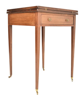 Lot 385 - EDWARDIAN MAHOGANY & BOXWOOD INLAID ENVELOPE CARD TABLE