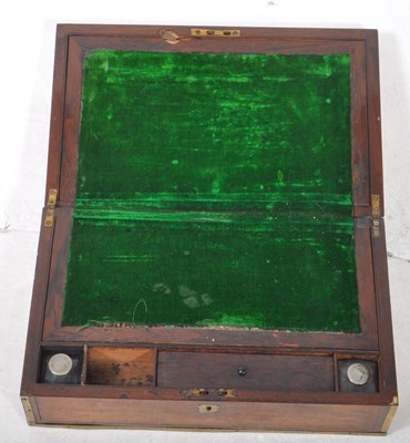 Lot 673 - 19TH CENTURY VICTORIAN ROSEWOOD & BRASS WRITING SLOPE
