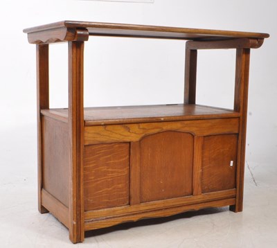 Lot 727 - 1920S OAK JACOBEAN REVIVAL HALL SETTLE / MONKS BENCH
