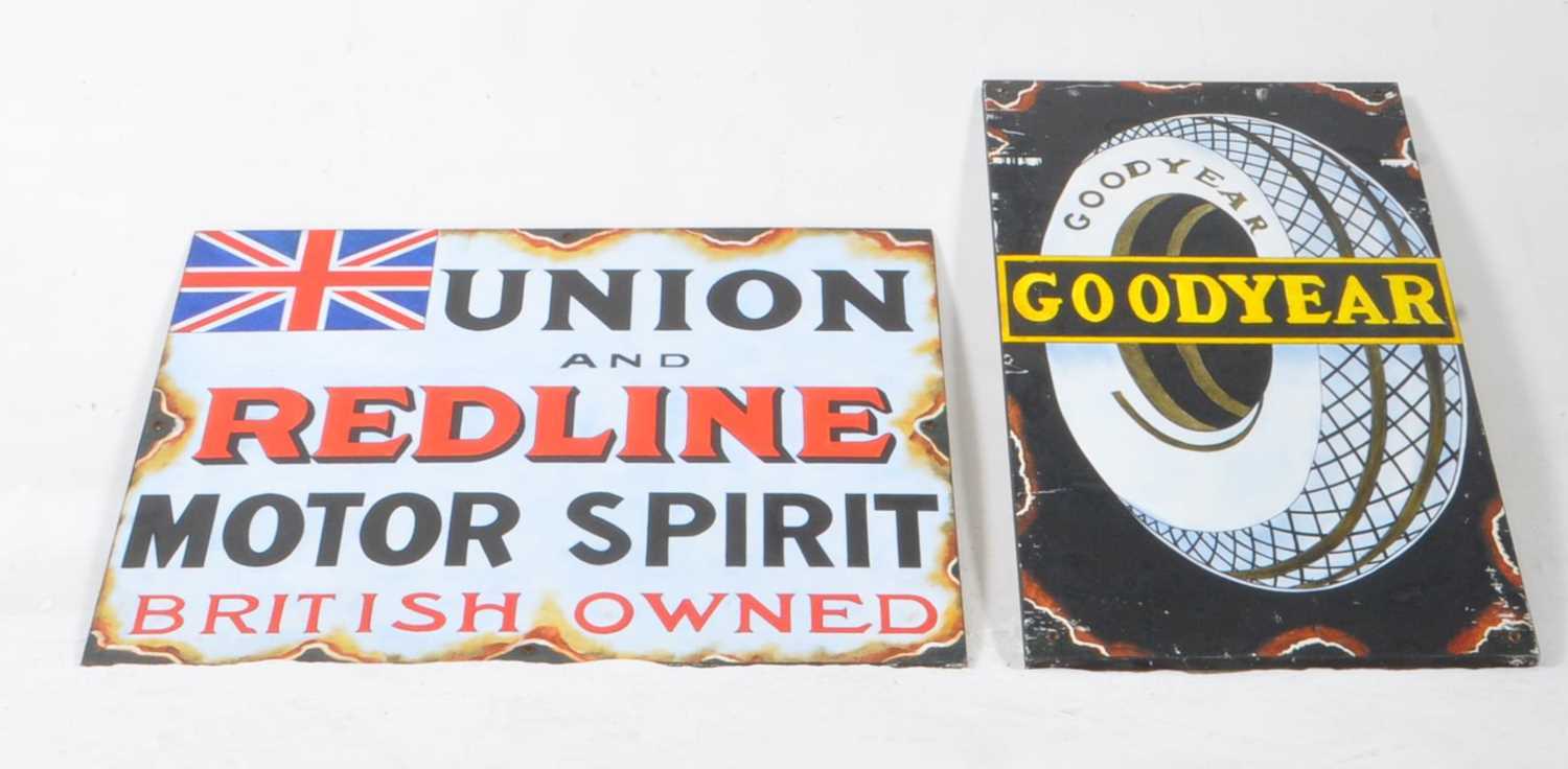 Lot 555 - TWO 20TH CENTURY REPRODUCTION ENAMEL STYLE ADVERTISING PAINTINGS