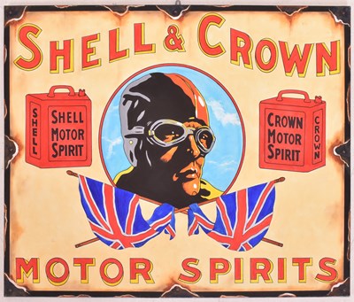 Lot 511 - SHELL & CROWN - OIL ON CANVAS ARTIST'S IMPRESSION OF A ENAMEL SIGN
