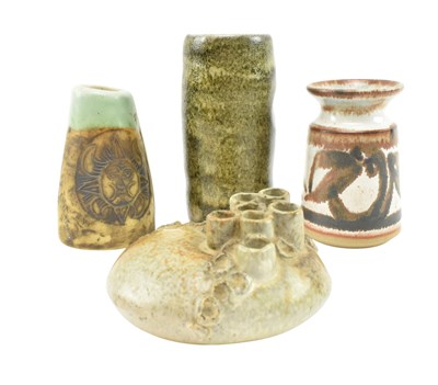 Lot 50 - FOUR STUDIO POTTERY BUD VASES