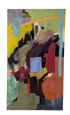 Lot 431 - CONTEMPORARY PALETTE OIL ON CANVAS ABSTRACT PAINTING