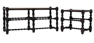 Lot 346 - 19TH CENTURY OAK WOOD BARLEY TWIST WINDOW SEAT & STOOL