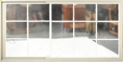 Lot 781 - 20TH CENTURY LARGE SHOP HABERDASHERY WINDOW MIRROR PANEL