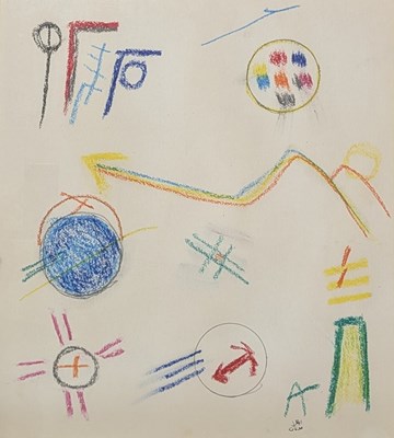 Lot 43 - UNKNOWN ARTIST - CRAYON PASTEL ON PAPER ABSTRACT