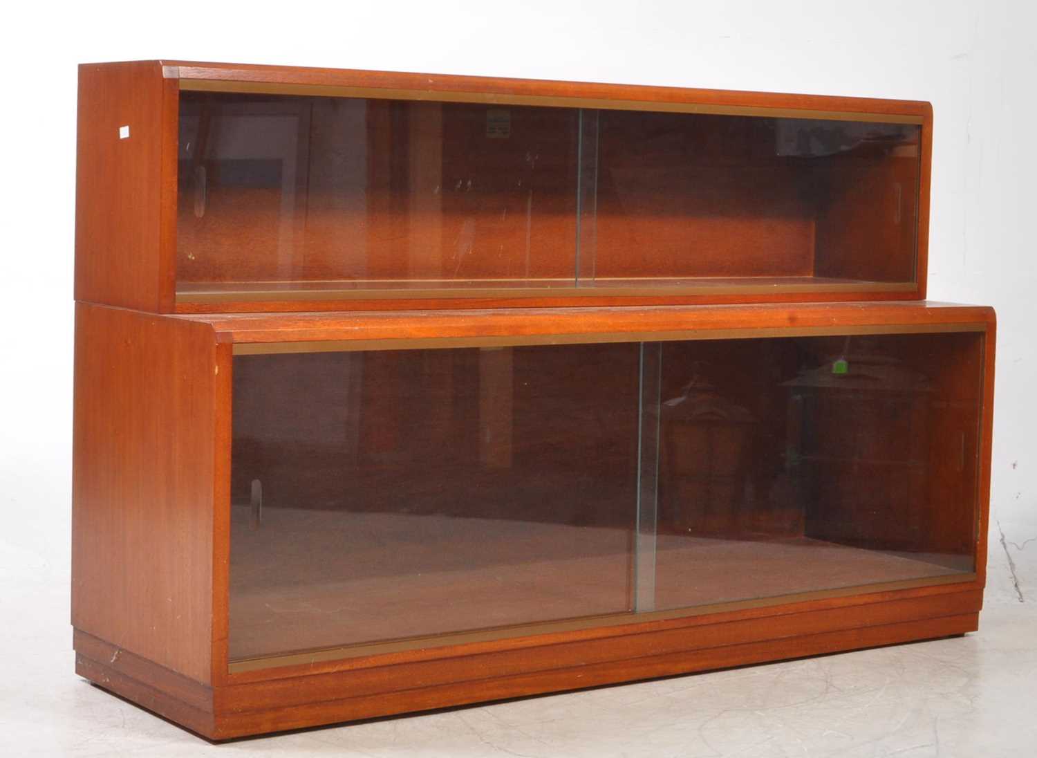 Lot 571 - MID CENTURY TEAK TWO TIER BARRISTER'S STACKING BOOKCASE