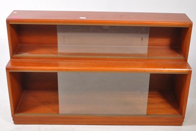 Lot 571 - MID CENTURY TEAK TWO TIER BARRISTER'S STACKING BOOKCASE