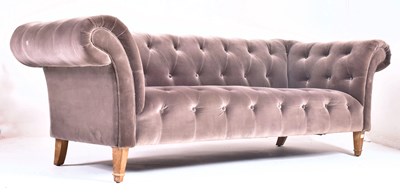 Lot 560a - 20TH CENTURY GREY VELVET CHESTERFIELD THREE SEATER SOFA