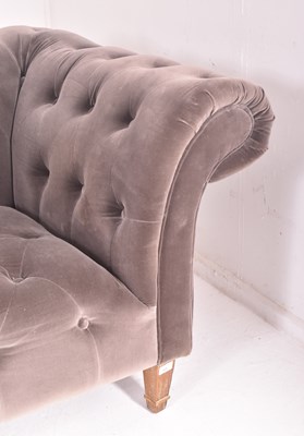 Lot 560 - 20TH CENTURY GREY VELVET CHESTERFIELD THREE SEATER SOFA