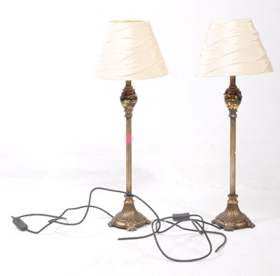 Lot 729 - CONTEMPORARY PAIR OF BRASS EFFECT TABLE LAMPS