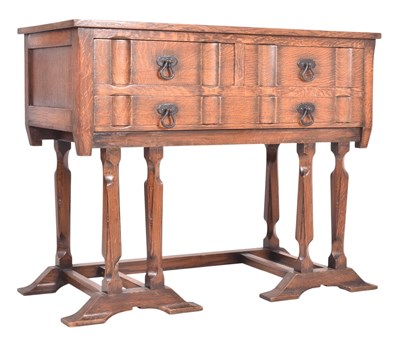 Lot 386 - ARTS & CRAFTS OAK WOOD SIDEBOARD CHEST OF DRAWERS ON STAND