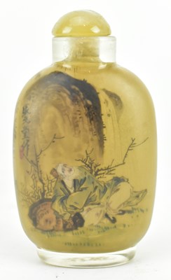 Lot 220 - ZHANG WENTANG - GLASS SNUFF BOTTLE 张文堂 玻璃内画"东坡玩砚"鼻烟壶
