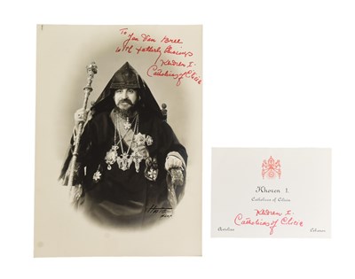 Lot 141 - RELIGION - KHOREN I - AUTOGRAPHED CABINET PHOTOGRAPH & CARD
