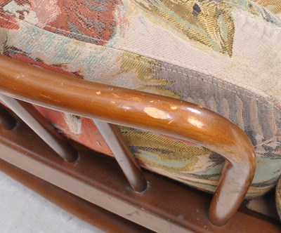 Lot 571 - ERCOL JUBILEE RANGE MID CENTURY BEECH THREE SEATER SOFA