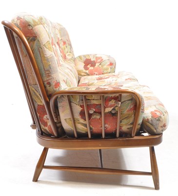 Lot 571 - ERCOL JUBILEE RANGE MID CENTURY BEECH THREE SEATER SOFA