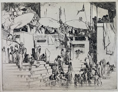 Lot 494 - ERNEST STEPHEN LUMSDEN - INDIAN BATHERS - DRYPOINT ETCHING