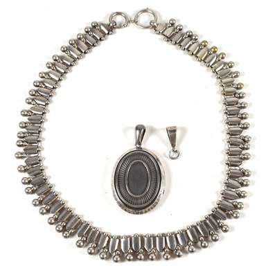 Lot 169 - 19TH CENTURY SILVER NECKLACE & VICTORIAN HALLMARKED SILVER LOCKET