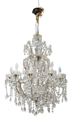 Lot 467 - ITALIAN EARLY 20TH CENTURY MARIA THERESA INSPIRED CRYSTAL & GLASS TEN-ARM CHANDELIER
