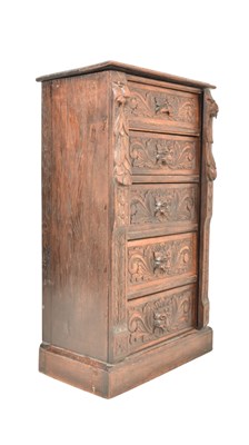 Lot 451 - 19TH CENTURY VICTORIAN CARVED OAK WELLINGTON CHEST