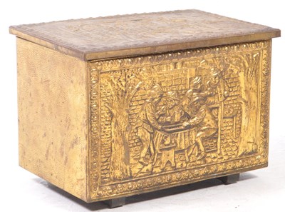 Lot 701 - 20TH CENTURY BRASS CLADDED COAL CHEST FIRESIDE BOX