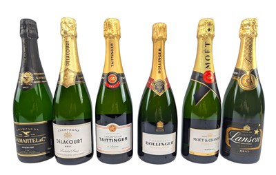 Lot 161 - SIX FRENCH BRUT CHAMPAGNE BOTTLES - BOLLINGER, MOET & CHANDON & MORE