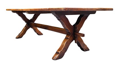 Lot 450 - 17TH CENTURY REVIVAL SOLID OAK REFECTORY DINING TABLE