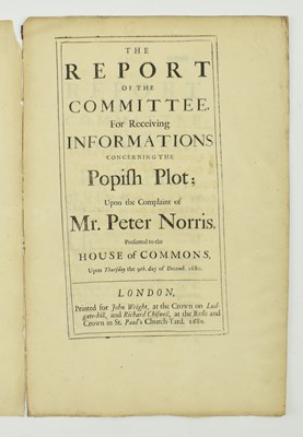 Lot 100 - POPISH PLOT. FOURTEEN 17TH CENTURY PAMPHLETS RELATING TO THE PLOT