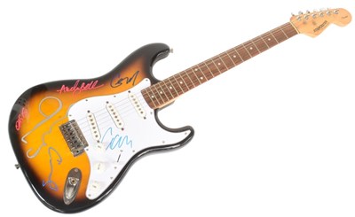 Lot 1 - OASIS (ENGLISH ROCK BAND) - RARE FULL BAND SIGNED GUITAR - AFTAL