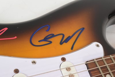 Lot 1 - OASIS (ENGLISH ROCK BAND) - RARE FULL BAND SIGNED GUITAR - AFTAL