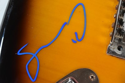 Lot 1 - OASIS (ENGLISH ROCK BAND) - RARE FULL BAND SIGNED GUITAR - AFTAL