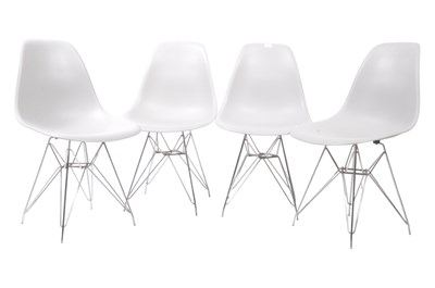 Lot 590 - FOUR BRITISH MODERN DESIGN PLASTIC & CHROME EIFFEL CHAIRS