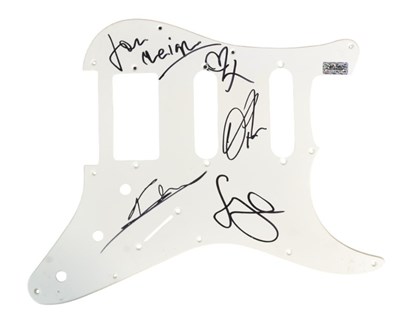 Lot 44 - KASABIAN (BAND) - FULL BAND SIGNED GUITAR SCRATCH PLATE