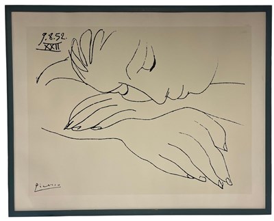 Lot 38 - AFTER PABLO PICASSO - WAR & PEACE, RESTING WOMAN LITHOGRAPH