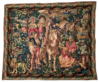 Lot 307 - 20TH CENTURY REPRODUCTION HANGING TAPESTRY OF THE ROYAL HUNT