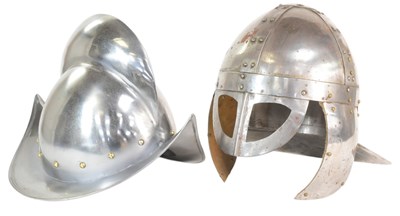 Lot 116 - TWO REENACTMENT MEDIEVAL STYLE HELMETS