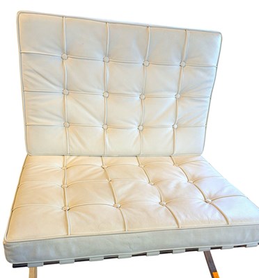 Lot 366 - AFTER MIES VAN DER ROHE - VINTAGE WHITE BARCELONA STYLE CHAIR