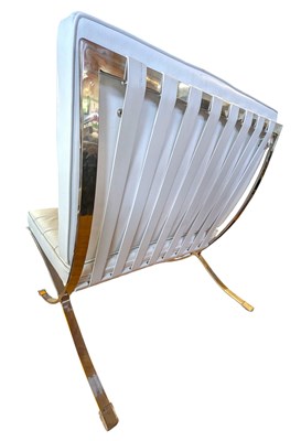 Lot 366 - AFTER MIES VAN DER ROHE - VINTAGE WHITE BARCELONA STYLE CHAIR