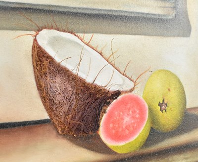 Lot 462 - CONTEMPORARY SURREALIST STYLE OIL ON CANVAS STILL LIFE