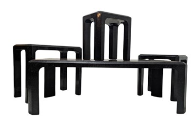 Lot 518 - MAITLAND-SMITH - CONTEMPORARY STONE & BRASS INLAID SET OF SIDE TABLES