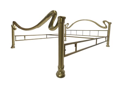 Lot 382 - CONTEMPORARY HIGH-END DESIGN GILDED BRASS BED FRAME SIGNED ANNA NORA