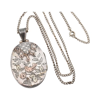 Lot 252 - VICTORIAN HALLMARKED SILVER SWALLOW LOCKET PENDANT NECKALCE