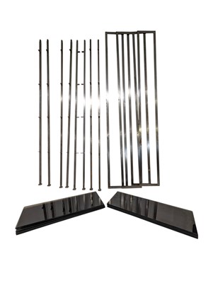 Lot 524 - LARGE BESPOKE LAQUEURED STEEL AND GLASS BOOKSHELF / DISPLAY SHELEVES