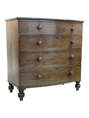 Lot 1010 - 19TH CENTURY VICTORIAN BOW FRONT CHEST OF DRAWERS