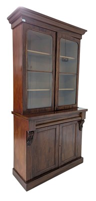 Lot 615 - VICTORIAN 19TH CENTURY MAHOGANY & GLAZED FRONT LIBRARY BOOKCASE CABINET