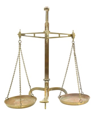 Lot 64 - DOYLE AND SON - SET OF 19TH CENTURY VICTORIAN BRASS BANK SCALES