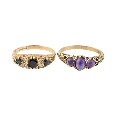 Lot 362 - TWO HALLMARKED 9CT GOLD GEM SET RINGS