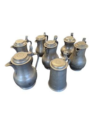 Lot 312 - COLLECTION OF 18TH & 19TH CENTURY PEWTER QUART TANKARDS
