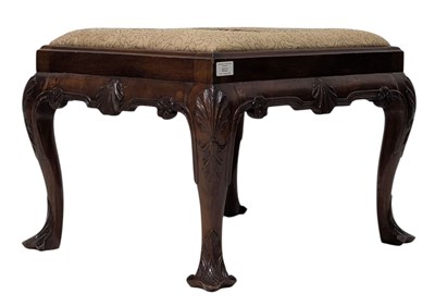 Lot 602 - QUEEN ANNE REVIVAL MAHOGANY FRAMED FOOTSTOOL
